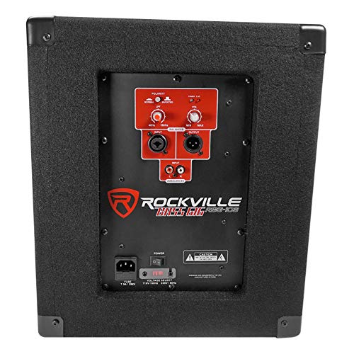 Rockville RBG10S Powered PA Subwoofer, Compact, 10", 1200W, Deep Bass, Variable Crossover, Built-in Limiter, Pole Mount, Perfect for DJ, House Parties