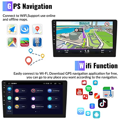 2+64G Car Radio for Jeep Compass Patriot 2010-2016 with Wireless Carplay Android Auto,10.1 inch Touchscreen Car Stereo Radio Support Mirror Link WiFi/GPS Bluetooth FM RDS EQ SWC AHD Backup Camrea