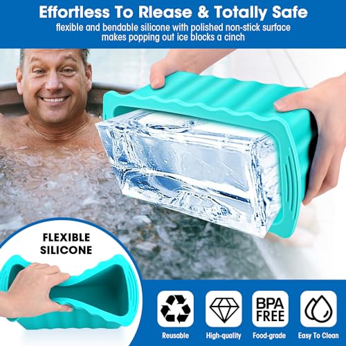 Extra Large Ice Block Molds-3LB Extra Thick Large Silicone Ice Cube Molds Reusable Giant Ice Cube Bricks Maker Molds Big Ice Cube Tray for Coolers &Ice Bath Tub Cold Plunge Water Chiller Accessories