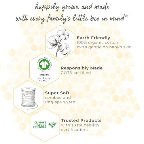 Burts Bees Baby Infant Reversible Blankets 100% Organic Cotton GOTS Certified - A-Bee-C Prints with Quilting Pattern Soft Nursery Blanket with 100% Polyester Fill for Size 30 x 40 Inch