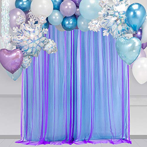 Mermaid Backdrop for Girls Birthday Purple Tulle Backdrop Curtain with Bow Tie for Under The Sea Baby Shower Little Mermaid Party Decorations 5X7ft