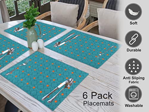 Ruvanti Placemats 100% Cotton 13 x 19 Inch, Dining Table Placemats Set of 6, Modern Place Mats for Dining Table Decor, Kitchen and Table Linens, Coffee Mat for Christmas Dinners - Luminous