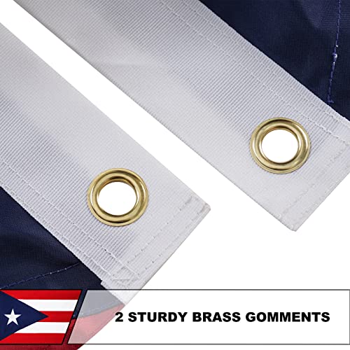 AZCOVER Puerto Rico Flag, 3x5 FT Puerto Rican Flag Outdoor Embroidery Stars and Double Stitched Sewn Stripes with 2 Brass Grommets, 210D Heavy Duty Polyester Puerto Rican Flags