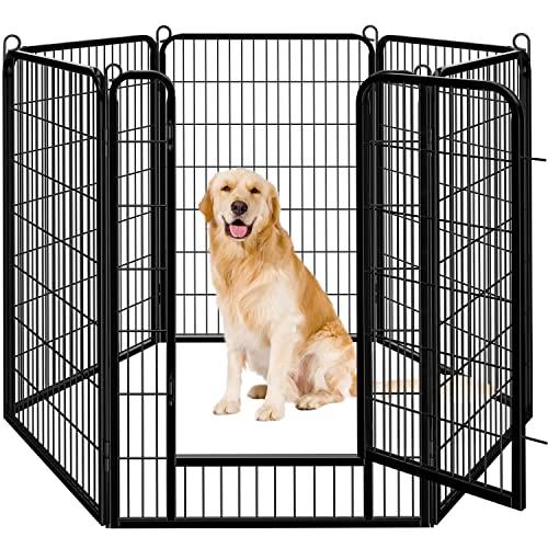 Yaheetech Dog Pen, 2 Panels 32 inch Height Pet Playpen for Puppy/Cat/Rabbit/Small Animals Heavy Duty Metal Exercise Barrier Dog Fence Accessories for Camping Garden Yard Black