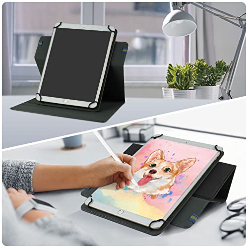 DINGGUAGUA Universal 10.1 Inch Android Tablet Case,Folio 360 Degree Rotating Multi-Angle Viewing Stand for All10.1 10.5" 10.9" Tablet,Gray