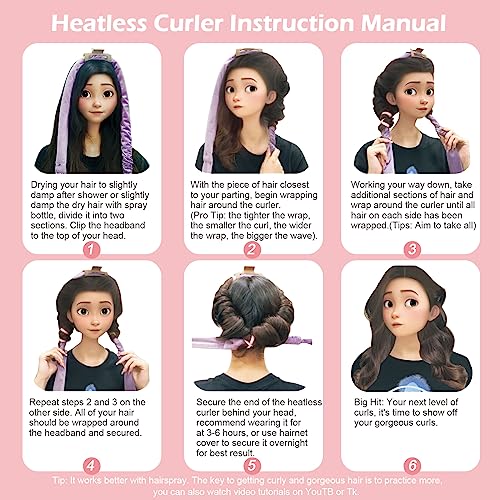 Yampahpa Heatless Curling Rod Headband, 70" Long, Soft Velour Hair Curlers for Medium Long Hair, Overnight Hair Rollers Set for Heatless Curls, Lazy Hair Curlers to Sleep In, 15 Pcs