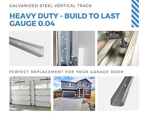 Garage Door Vertical Track Replacement – Set of Left and Right for 7 Foot Tall - Galvanized Steel Hardware Door Rails for Residential/Light Commercial Side Tracks for 2-inch Rollers