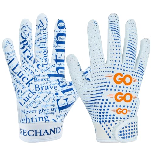 SECHAND Youth Flag Football Gloves - Sticky Receiver Gloves for Kids Boys and Girls (Black, YS)