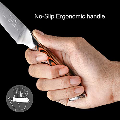 Aroma House Paring Knife 4 inch - Paring Knives Best Small Kitchen Knife Fruit Knife,German High Carbon Stainless Steel Ultra Sharp Peeling Knife with Ergonomic Handle