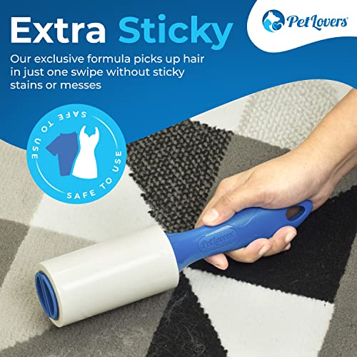 PetLovers EzRoll Reusable Lint Roller - Sticky for Life & Multi-Purpose Pet Hair, Dust, & Lint Remover for Clothing, Upholstery, & Cars - Sustainable, Washable & Efficient