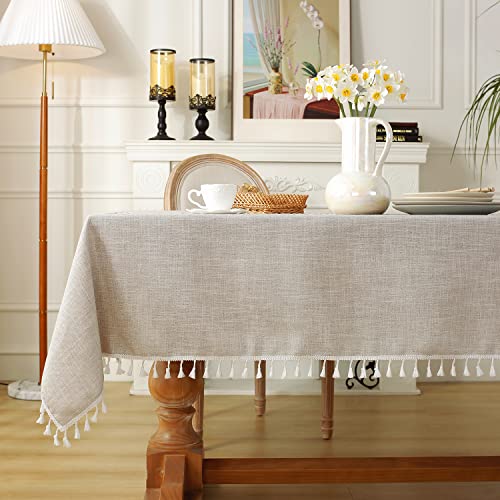 Laolitou Waterproof Tablecloths Rustic Tablecloth Cotton Linen Grey Table Cloths for Kitchen Dining,Party,Holiday,Christmas,Buffet,55"x55", 4 Seats