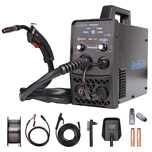 Redbo MIG-250 Gas/Gasless/Lift TIG/ARC 4 in 1 Multiprocess 130Amp Mig Welder,110V Household Small Pure Copper ARC MMA Stick Welder,Automatic Wire Feeding MIG Welding Machine