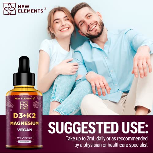 Liquid Vitamin D3 K2 10000IU with Magnesium Glycinate 5mg | VIT D3 K2 Drops for Adults | Mk7 Vitamin K2 100mcg | Vitamin D3 + K2 Supplement for Men & Women | Gluten Free | Non-GMO