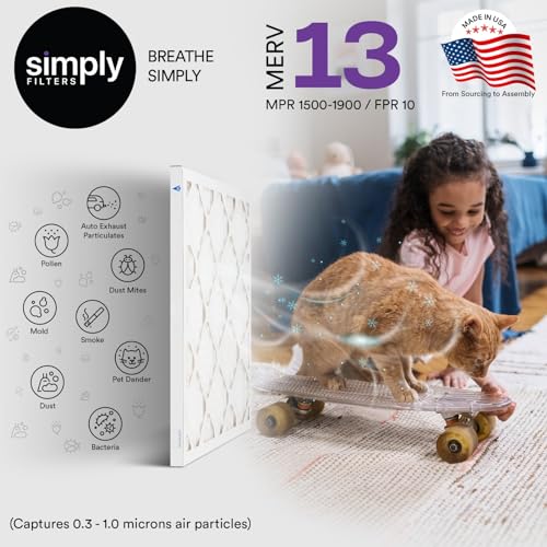 Simply Filters 14x25x1 MERV 13, MPR 1500 Air Filter (6 Pack) - Actual Size: 13.75"x24.75"x0.75" HVAC, AC Furnace Filter