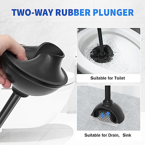LOVLOY Toilet Plunger and Brush,2 Pack Bowl Brush and Heavy Duty Toilet Plunger Set with Ventilated Holder, 2-in-1 Toilet Brush and Plunger Combo for 5.3-inch Toilet Drain Bathroom Cleaning