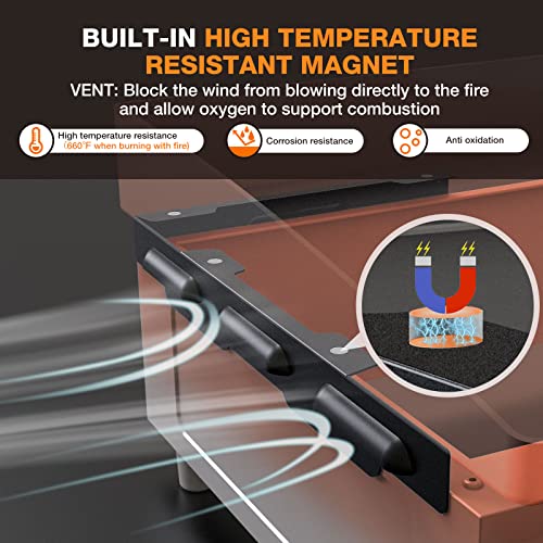 Wind Guards for Blackstone 17 In Griddle, Griddle Accessories Fit for Blackstone Griddle Grill, MeWeBlue 5019 Magnetic Stainless Steel Wind Screens Protect Flame Hold Heat, Compatible with Hood, Black