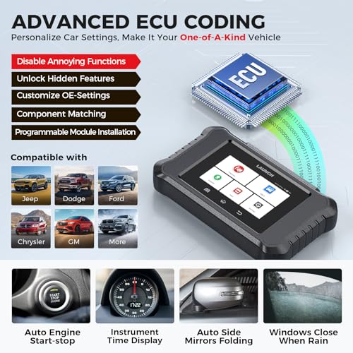 LAUNCH X431 Creader Elite 2.0 FGC OBD2 Scanner, Bi-Directional Scan Tool for Ford/GM/Chrysler Series, ECU Coding, Lifetime FR-EE Update, All System Diagnostic, 100+ Services, Full OBD2 Code Reader