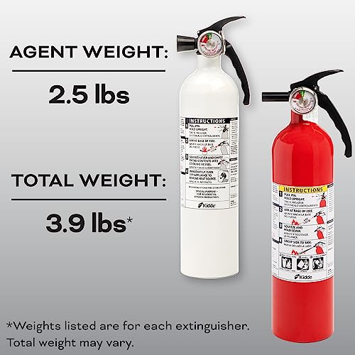 Kidde Kitchen Fire Extinguishers for Home & Office Use, 2 Pack: One 1-A:10-B:C and One Specialty Kitchen Extinguisher, Wall Mount & Strap Brackets Included