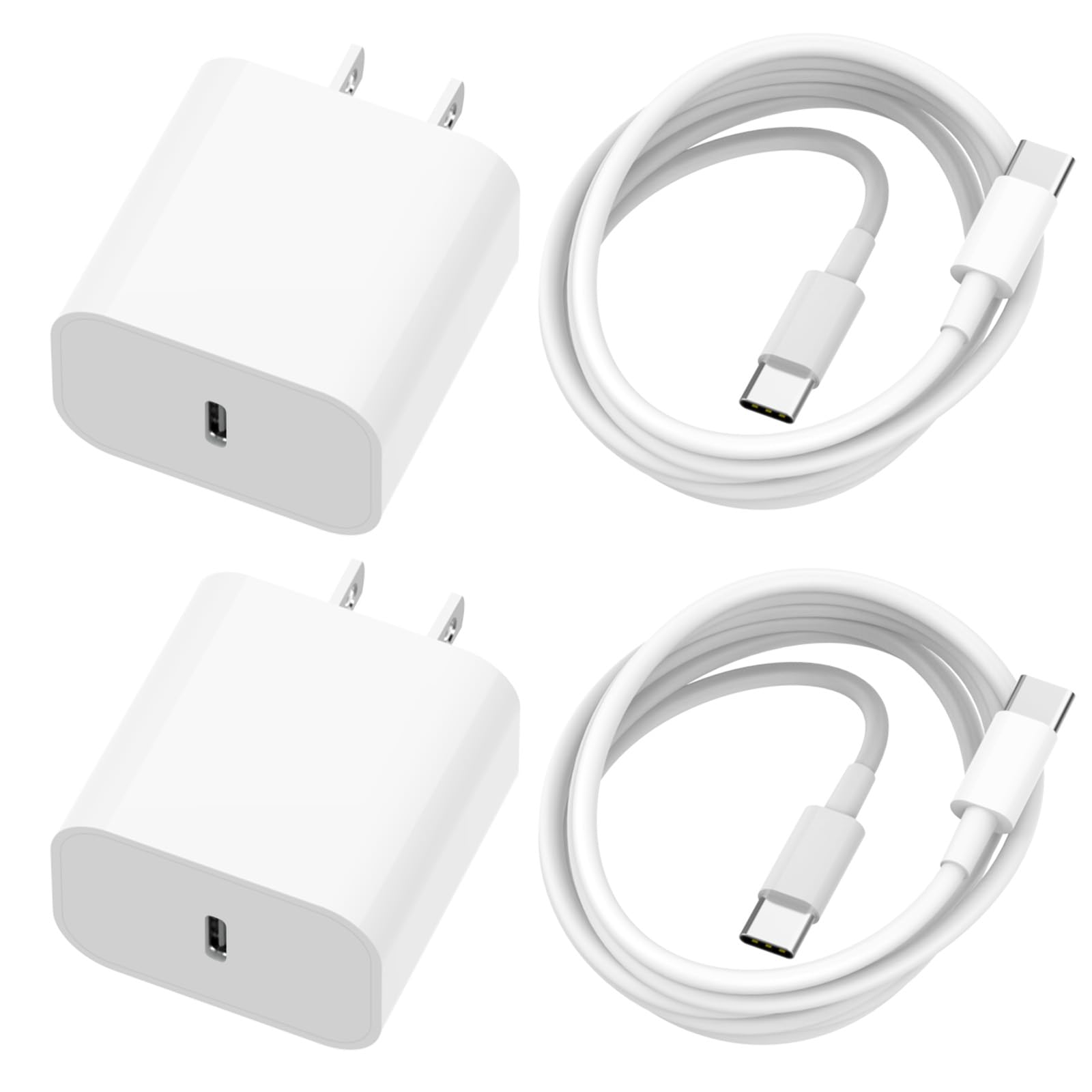 Thorder USB C Fast Charger for iPhone 15, 20W PD USB C Wall Charger Plug Block with 6FT USB Type C Fast Charging Cable for iPhone 15/15 Pro/15 Pro Max, White