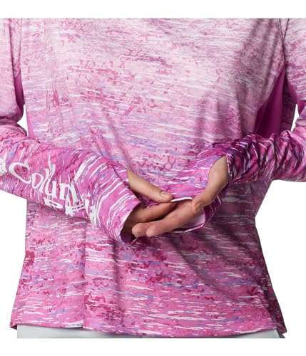 Columbia Women's Super Tidal Tee Vent Long Sleeve, Bright Lavender Digiscale Fade, X-Small