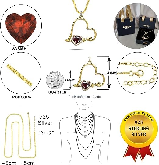 Blingoz Love Heart Pendant- Infinity Heart Birthstone Necklace for Women- 18k Gold, Rose Gold Filled With 925 Sterling Silver Necklace with Amethyst Heart Pendant- 18+2 Inch Chain