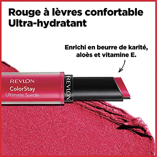 REVLON Lipstick, ColorStay Ultimate Suede Lipstick, High Impact Lip color with Moisturizing Creamy Formula, Infused with Vitamin E, 095 Finale, 0.09 Oz