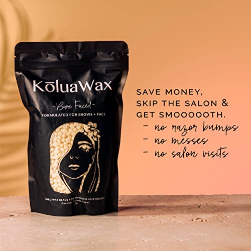 KoluaWax Hard Wax Beads for Hair Removal – Coarse Hair Formula – Face, Brazilian, Underarms, Back Chest, Bikini Waxing – Coconut Colada, 1lb Refill for Wax Warmers & 10 Large Applicator Sticks