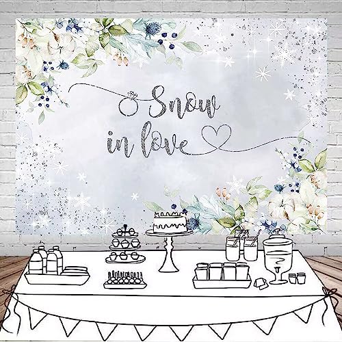 Mocsicka Snow in Love Backdrop Winter Wedding Miss to Mrs Bride Shower Decorations Bride to Be Wedding Engagement Party Cake Table Decorations Supplies (6x4ft)