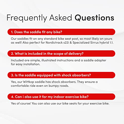 Wittkop Bike Seat, Waterproof Bicycle Saddle for Comfort, Mountain & Road Biking, Wide Bike Seats for Men & Women, BMX, MTB, Bike Seat Comfort, Waterproof Bike Saddle with Innovative 5-Zone-Concept