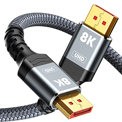 Capshi DisplayPort Cable 1.4, 8K DP Cable 3.3FT (8K@60Hz, 4K@144Hz, 2K@240Hz) HBR3 Support 32.4Gbps, HDCP 2.2, HDR10 FreeSync G-Sync for Gaming Monitor 3090 Graphics PC (Red)