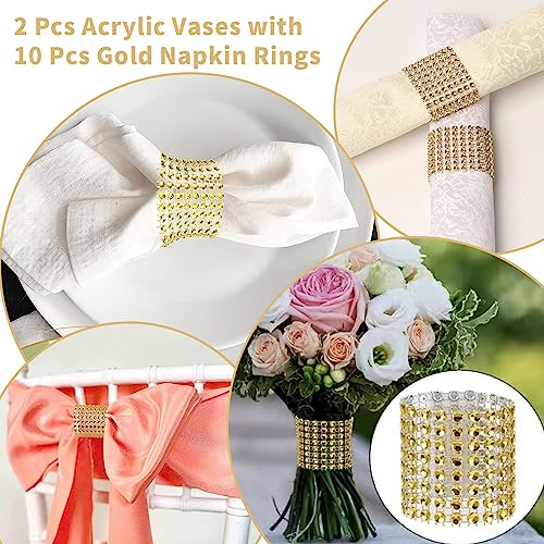 Nalwort Acrylic Clear Vase, 2 Pcs, 15.7 inches, Rectangular, for Wedding Centerpieces and Home Decoration