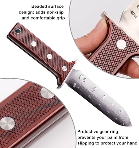 AKAKD Hori Hori Garden Knife Tool - Stainless Gardening knife,With Sheath Soil Knife,Weeding Knife Yes Garden Digging, for Gardeners 2PACK