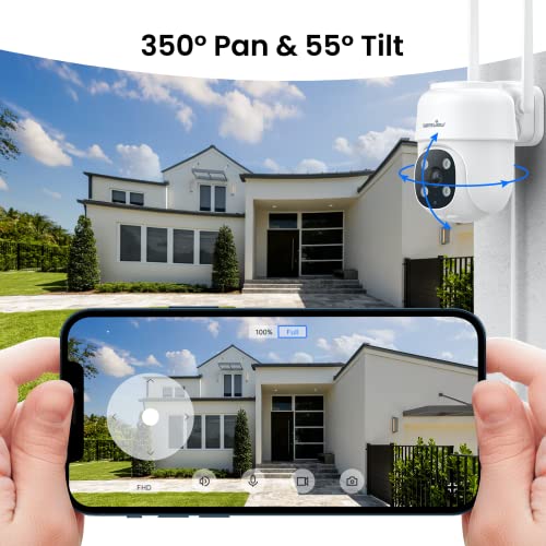 wansview 2K Security Cameras Wireless Outdoor-2.4G WiFi Home Security Cameras via Remote Control with Phone APP for 360° View, Color Night Vision, 24/7 SD Card Storage, Works with Alexa/Google Home