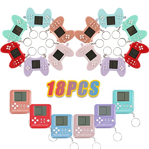 DJMUMU 18Pcs Mini Games Party Favors Keychains for Kids Video Game Party Favors Video Game Keychains for Backpack Birthday School Party Favor Supplies Key Chains for Kids Video Game Favors