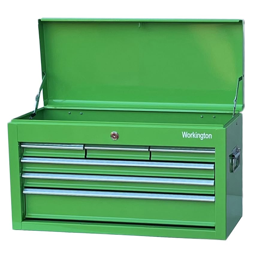 Workington Portable Metal Tool Chest with 6 Drawers, 24" 6-Drawer Tool Chest Cabinet with Ball Bearing Drawer Slides, Steel Tool Storage Box Organizer 4005 Pink