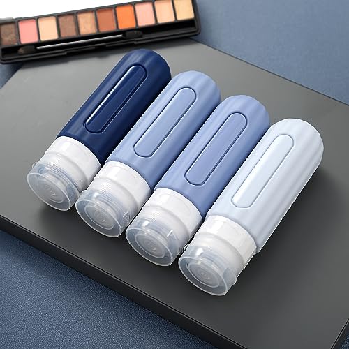 Mrsdry 16 Pack Travel Bottles Set for Toiletries, Leakproof Travel Containers for Toiletries TSA Approved Silicone Travel Accessories Squeezable Refillable 3oz for Shampoo Conditioner Lotion Blue