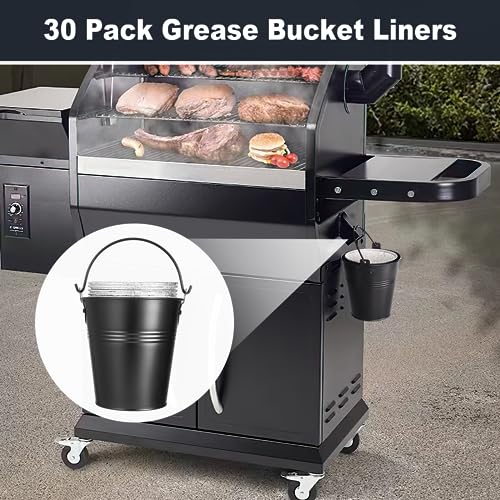 Whaleme 15 Pack Grease Bucket Liners & Drip Grease Bucket HDW152 for Traeger Pro Series 575/780, 20/22/34 Series, Ironwood 650/885, Pit Boss etc Pellets Grill Smoker