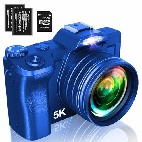 5K Digital Camera for Photography, WiFi Auto Focus Vlogging Video Camera for YouTube with 32GB SD Card, 6-axis Anti-shake 3.5" Screen Fill Light 5K Camera with 58mm UV Filter, 16X Digital Zoom Camera