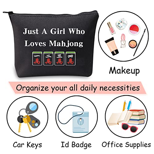 JXGZSO Lucky Mahjong Tiles Makeup Bag Who Loves Mahjong Board Game Storage Bag For Mahjong Lover