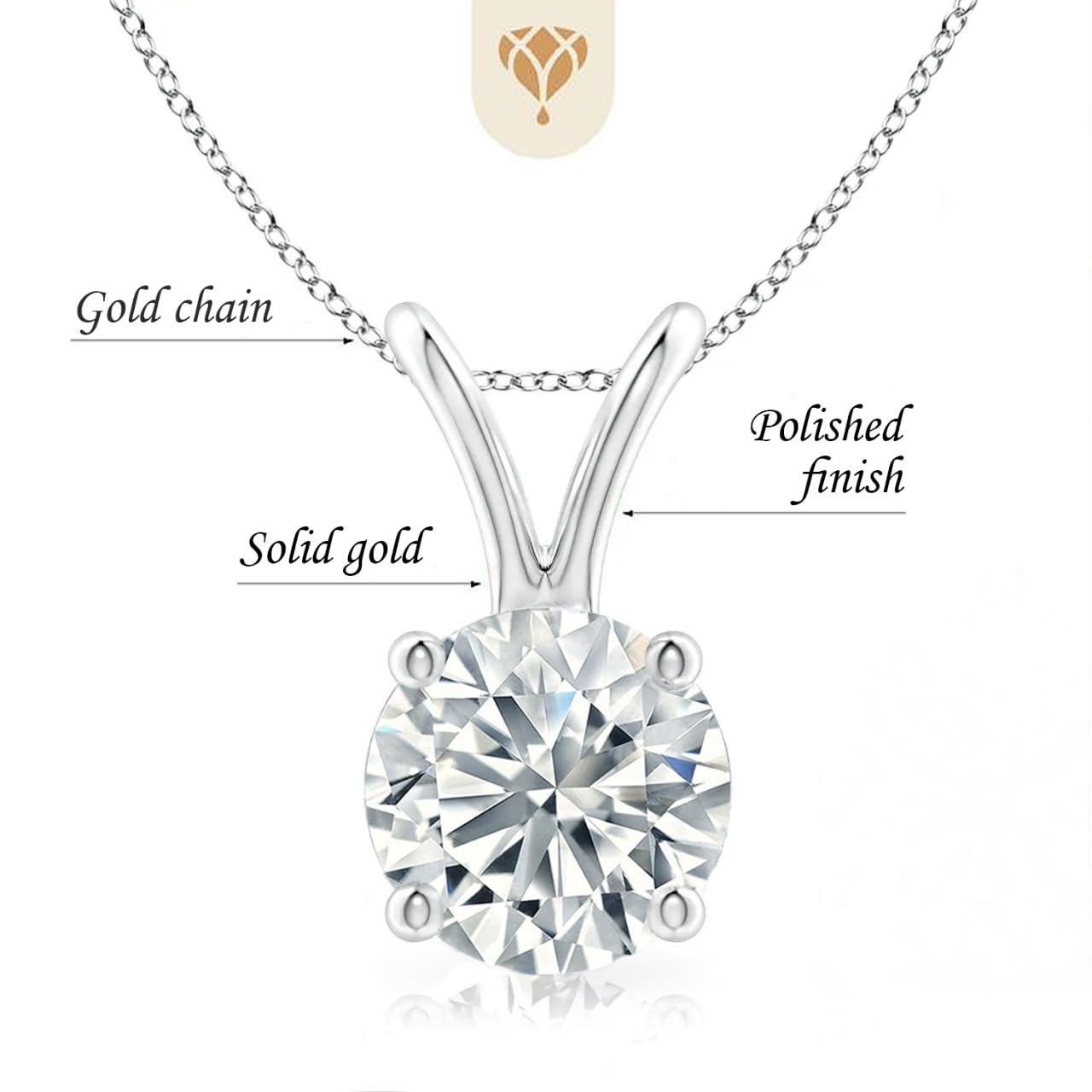 The Diamond Deal .25-1.00 Carat Round Brilliant Solitaire IGI Certifed Lab-Grown Diamond Solitaire Pendant Necklace | 14k Yellow or White or Rose/Pink Gold With 18" Gold Chain (White Gold, 2.00 Carat)