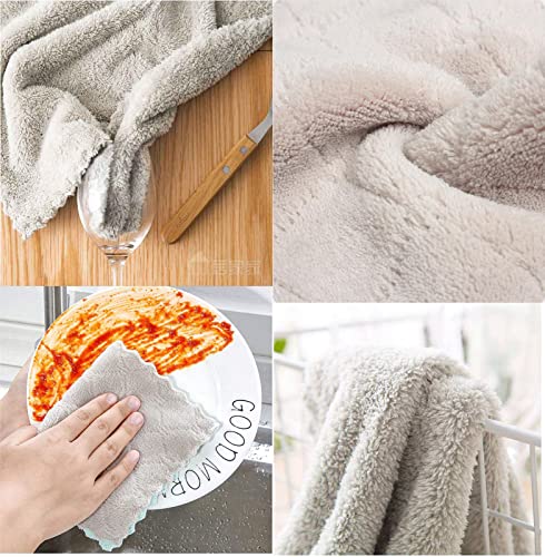 10 Pack Kitchen Cloth, Microfiber Dish Towels Washcloths, Super Absorbent Coral Velvet Dishtowels, Premium Cleaning Cloths,Non-Stick Oil Quick Dry Dish Towels, Soft Tea Towels, Table Cleaning Cloths.