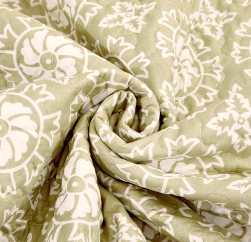 DaDalogy Bohemian Quilted Throw Blanket – Reversible Floral Paisley, Soft for Couch & Bed Throw/Lap Throw– Salmon, Blue, Pink – 50x60 inches