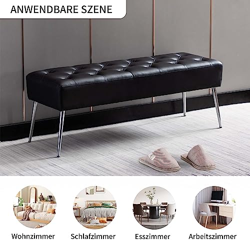 DUHOME Button-Tufted Ottoman Bench, Upholstered Bedroom Benches Footrest Stool Leather Accent Bench for Entryway Dining Room Living Room Bedroom End of Bed, Black