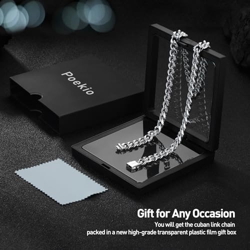 Cuban Link Chain for Men Chain Necklaces for Mens Sterling Silver Chain for Men Man 316l Stainless Steel Chains for Man Women Valentine's Day Gifts for Him Jewelry Birthdays Gift for Men Man 9mm 18 In