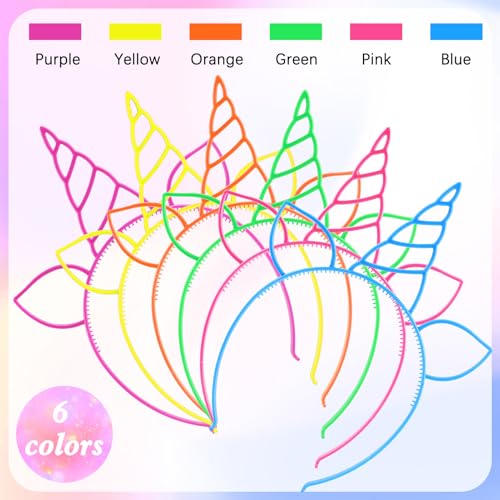 URSKYTOUS 18Pcs Unicorn Birthday Party Favors Unicorn headbands for Girls Halloween Christmas Party Supplies Gift Cosplay Plastic Hairbands Hair Loop Headware Accessories for Teens Toddlers Children