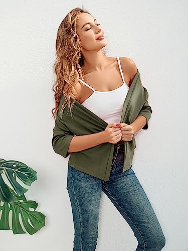 BENANCY Women 3/4 Sleeves Bolero Shrugs Open Front Lightweight Cardigan White M