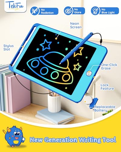 TEKFUN Kids Toys for 3+ Years Old Boys Girls Toddler, 8.5inch LCD Writing Tablet Erasable Drawing Tablet Writing Pads, Kids Travel Learning Toys Boys Girls Birthday Gifts Age 3 4 5 6 7 (Blue)