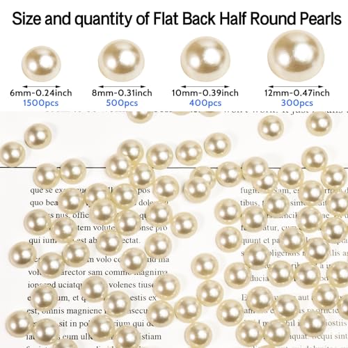 Lixiin 1500PCS Flat Back Half Round Pearls 6mm Lvory Flatback Pearl Beads for Crafts,DIY Nail Making,Face Gems Jewels,Shoes,Cups,Wedding