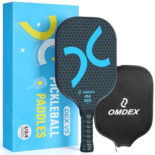 OMDEX V5 Pickleball Paddle, Carbon Fiber Pickleball Paddle (CFS) USAPA Approved, Lightweight Pickle Ball Paddle High Grit & Spin, Pickleball Racket Ideal for Novice and Professional Players