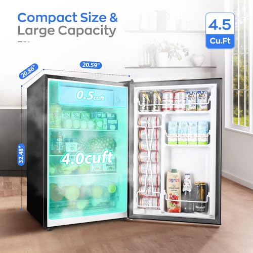 Upstreman 4.5 Cu.Ft Mini Fridge, Single Door Compact Refrigerator, Adjustable Thermostat, Low noise, Energy-efficient, Small Refrigerator for Bedroom, Office, Dorm, Red